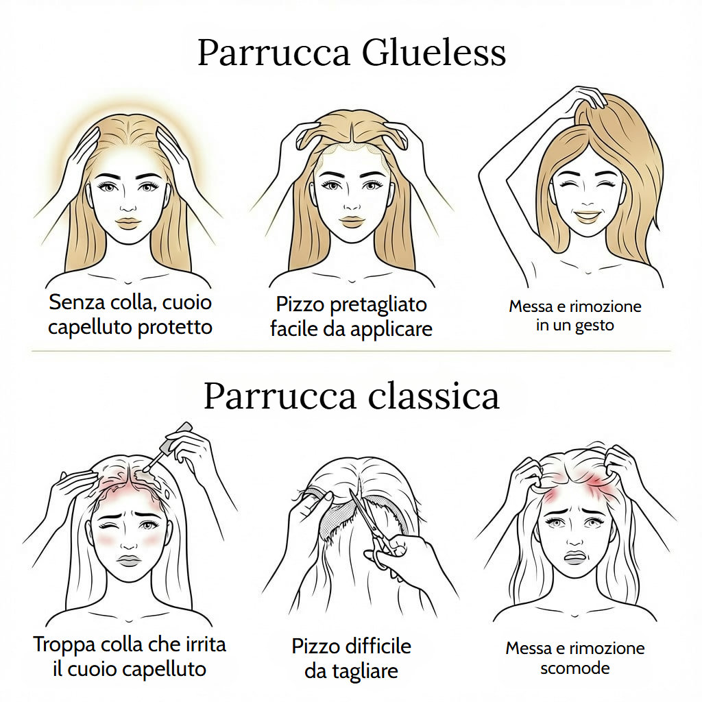 Parrucca glueless corta in capelli naturali neri e lisci
