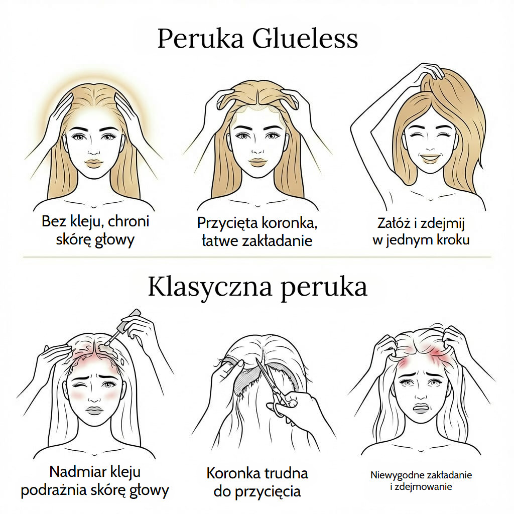 Krótka peruka glueless z czarnych, prostych włosów naturalnych