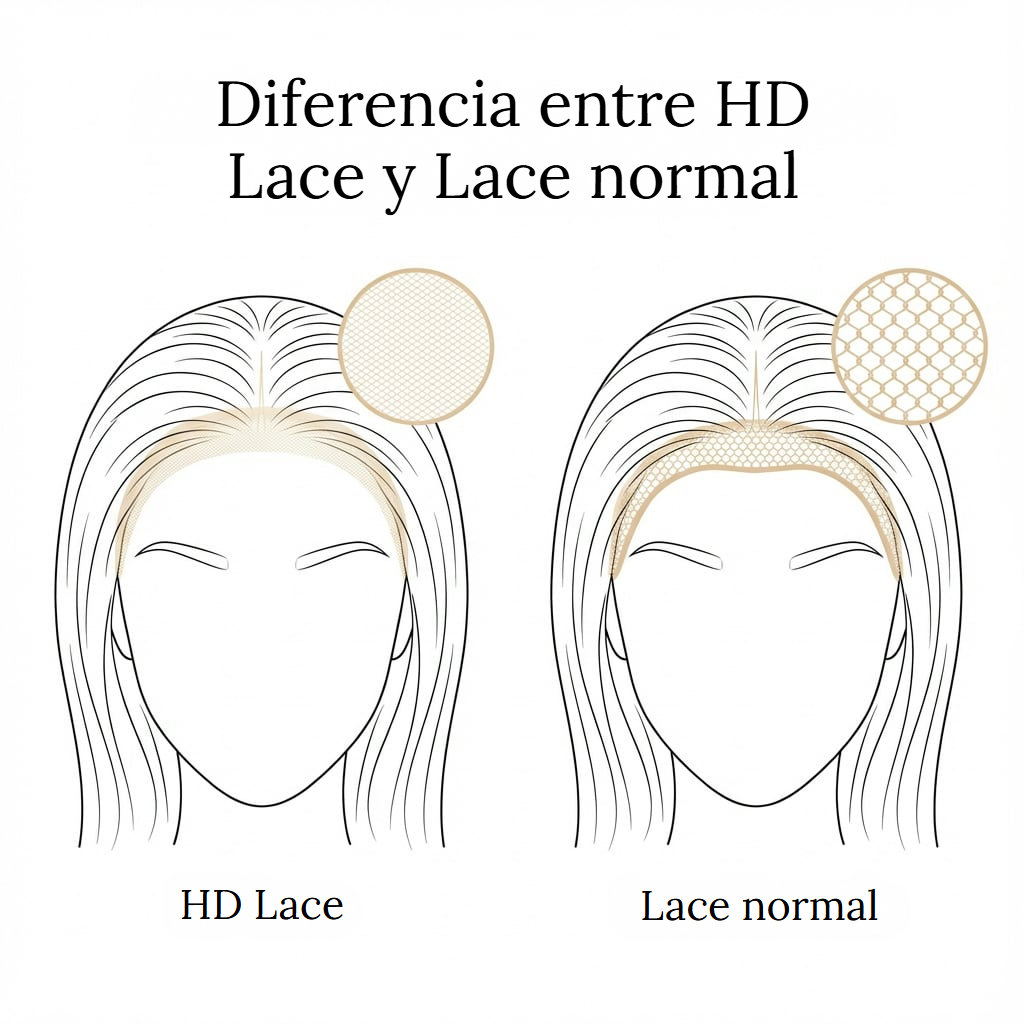 Peluca de pelo natural lace front negra rizada con encaje HD transparente