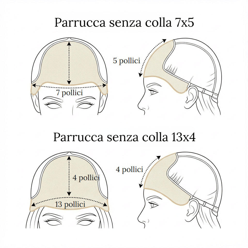 Parrucca media lace front ondulata in capelli naturali con pizzo trasparente