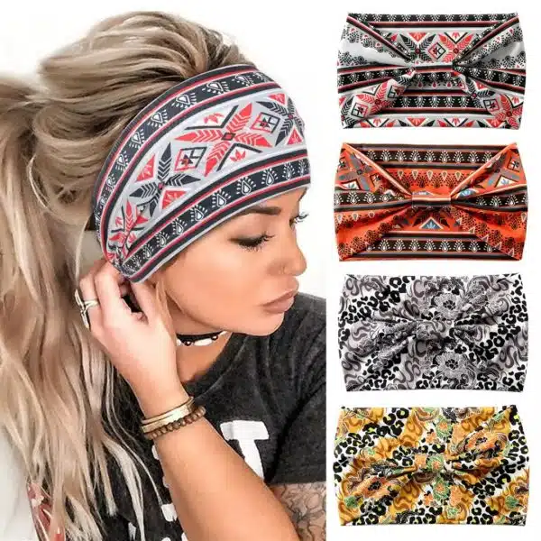 Bandeau à cheveux avec imprimé coloré style bohème
