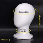 Cabeça de manequim em espuma com suporte e alfinetes