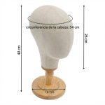Cabeza de maniquí de lino y madera para pelucas