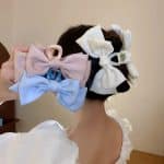 Lot de 5 Pinces a Cheveux en Satin avec Noeud Elegant