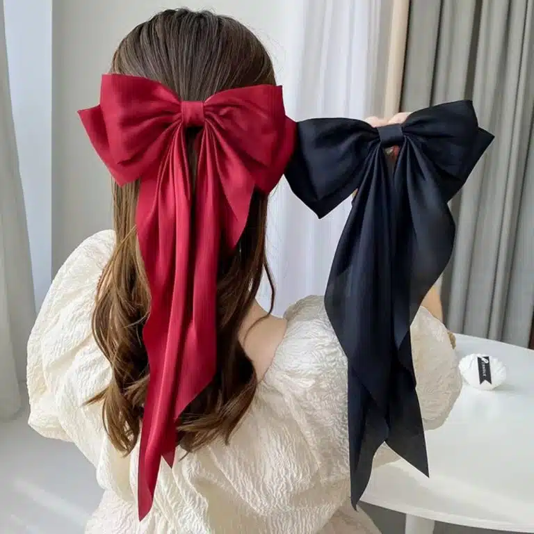 Pince à cheveux avec gros nœud en ruban style coréen