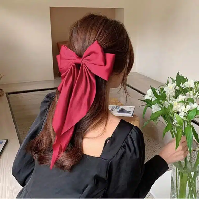 Pince à cheveux avec gros nœud en ruban style coréen