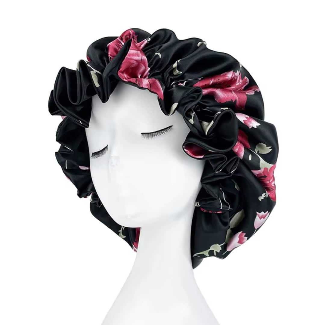Gorro de satén sedoso para dormir con estampado