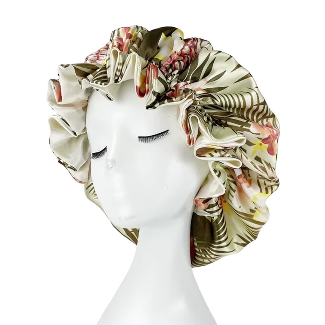 Gorro de satén sedoso para dormir con estampado