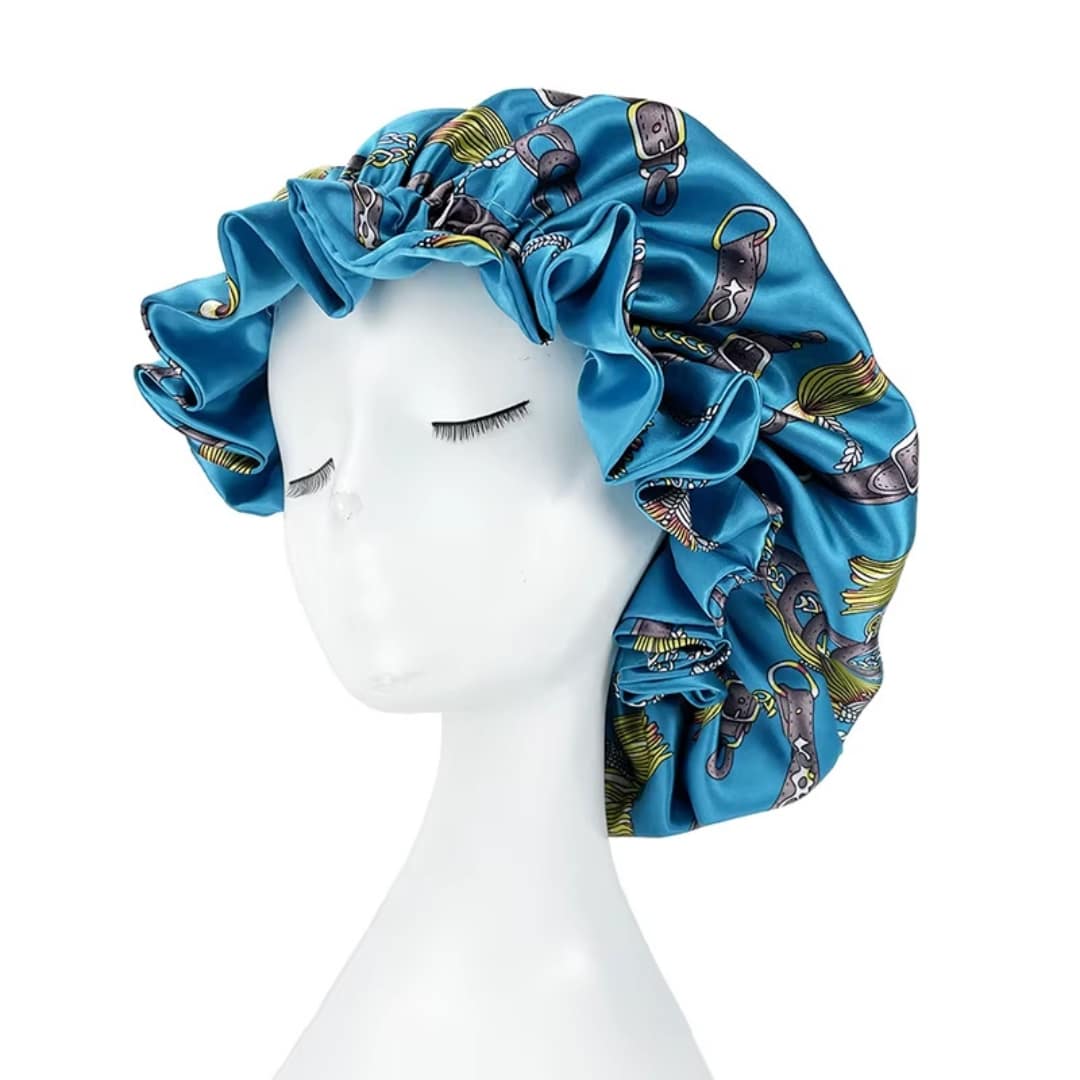 Gorro de satén sedoso para dormir con estampado