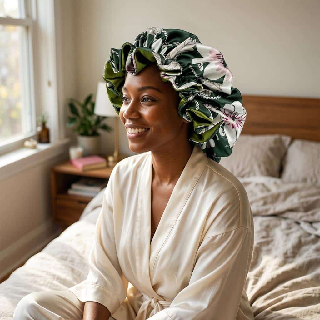 Gorro de satén sedoso para dormir con estampado