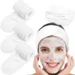 Fita de cabelo elástica em tecido para cuidados do rosto e maquilhagem em conjunto de 5 - Branco