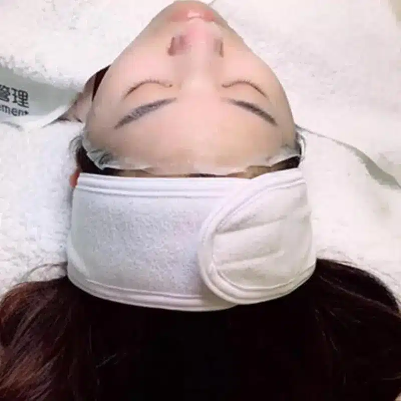 Fita de cabelo elástica em tecido para cuidados do rosto e maquilhagem em conjunto de 5