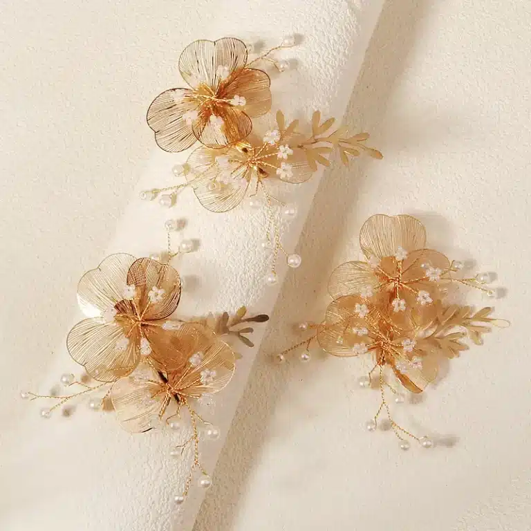 Barrettes-a-Cheveux-de-Fleurs-Dorees-avec-Perles-Nacrees-galerie-9532