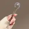 Bâton à cheveux en U avec nacre d'abalone irisée et strass