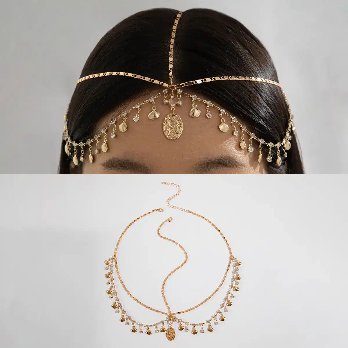 Gioiello per capelli da donna con catene e decorazioni - Stile A