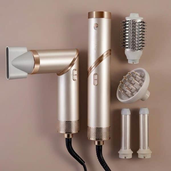 Brosse Soufflante Pliable 5 en 1 avec embouts séchage lissage et boucles