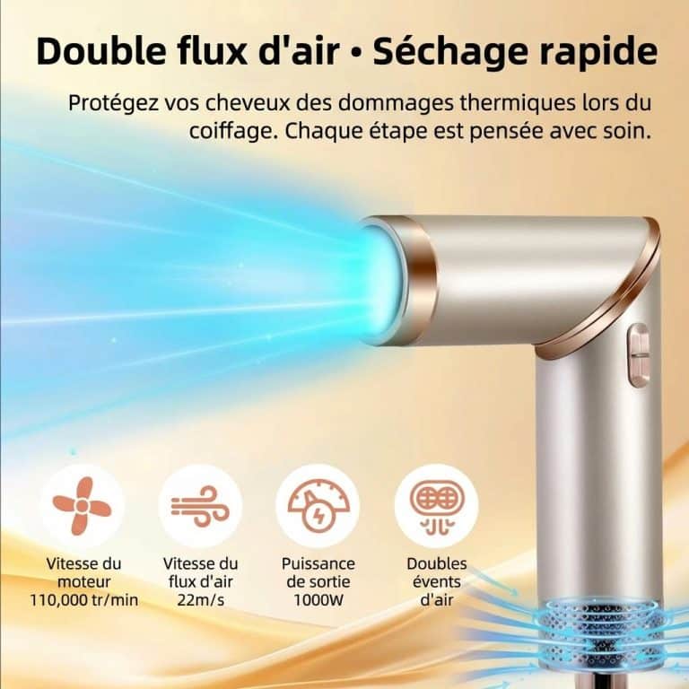 Brosse Soufflante Pliable 5 en 1_avec embouts séchage lissage et boucles - technique 3858
