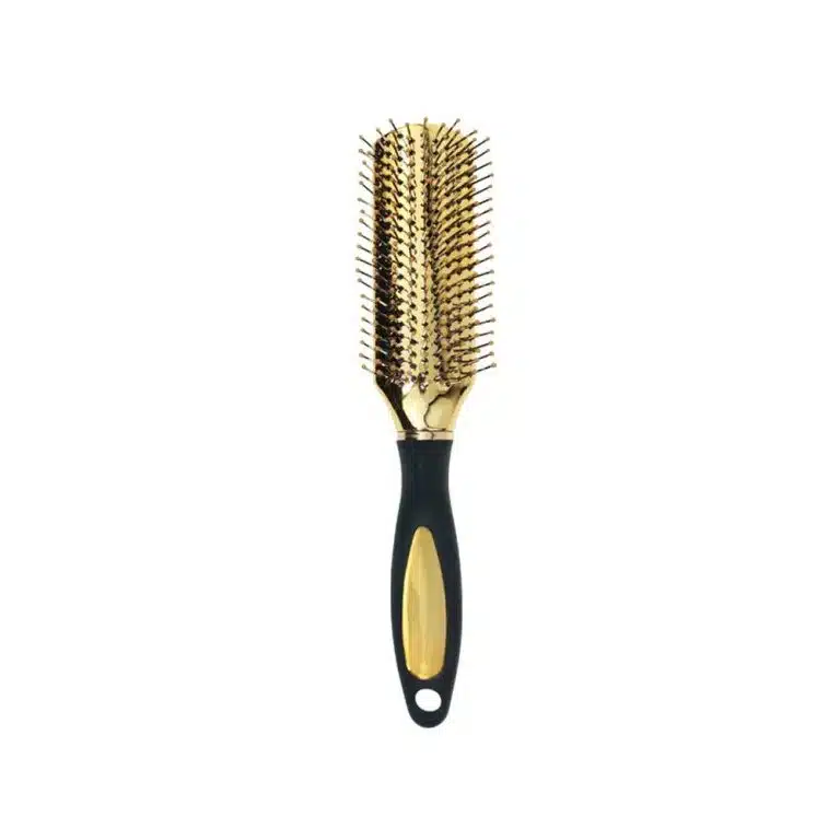 Brosse à cheveux avec coussin d'air et poignée ergonomique antidérapante dorée - Peigne à Friser Doré
