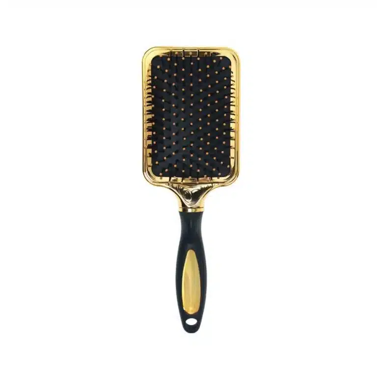 Brosse à cheveux avec coussin d'air et poignée ergonomique antidérapante dorée - Peigne Carré Doré A