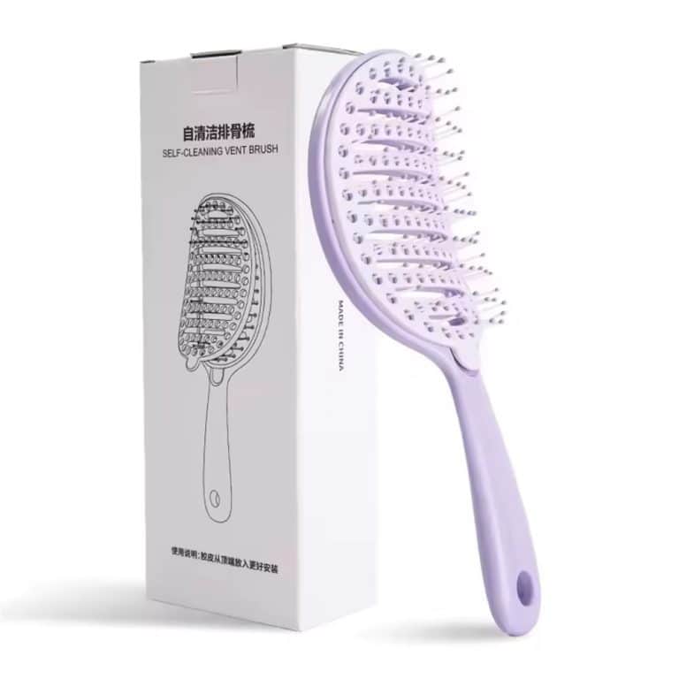 Brosse démêlante autonettoyante à dents épaissies pour cheveux bouclés (1)