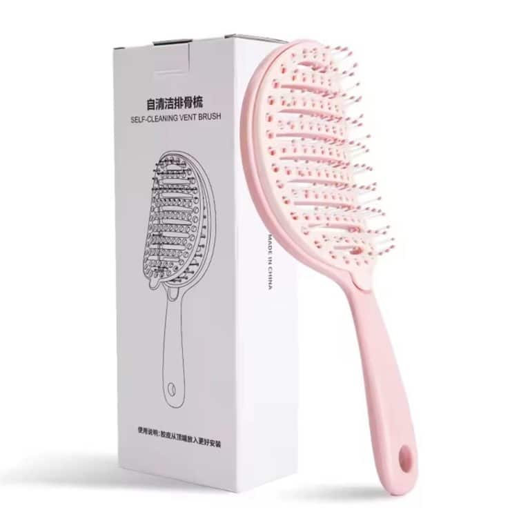 Brosse démêlante autonettoyante à dents épaissies pour cheveux bouclés (2)