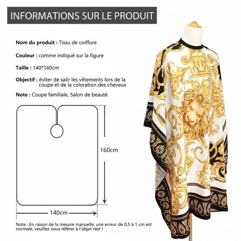 Cape-de-Coiffure-Professionnelle-Impermeable-avec-Motifs-Baroques-de-Lion-Dore-technique-5692