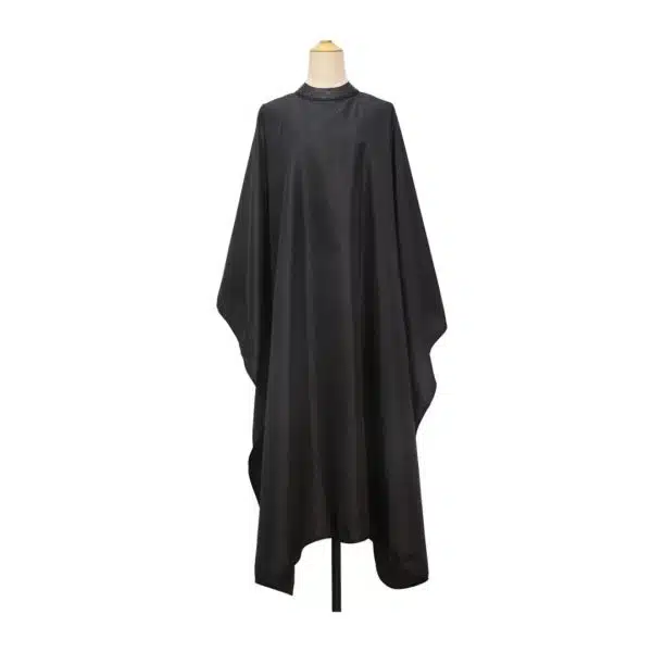 Cape de Coiffure Professionnelle Noire en Polyester Antistatique et Impermeable