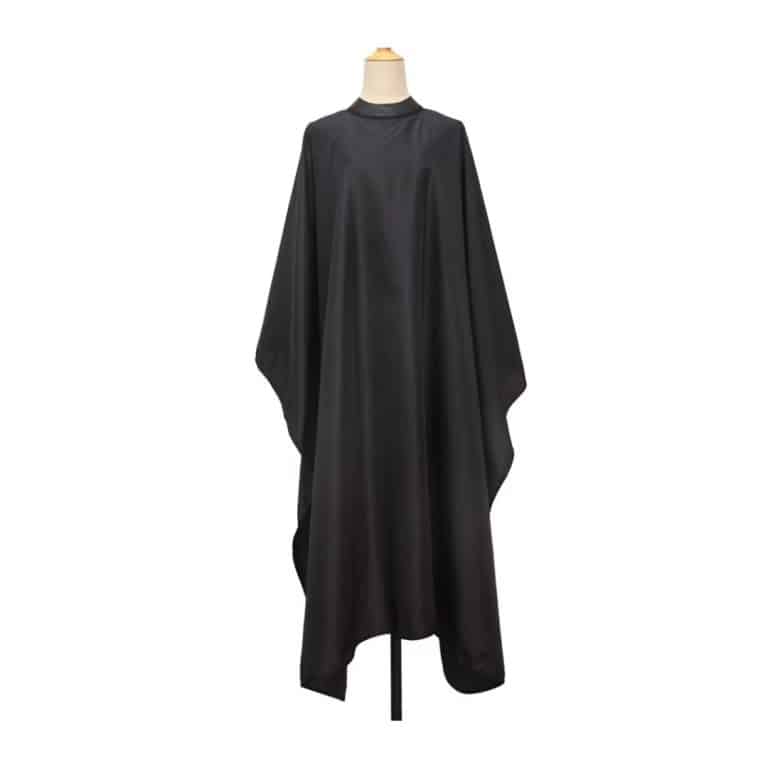 Cape de Coiffure Professionnelle Noire en Polyester Antistatique et Imperméable 3