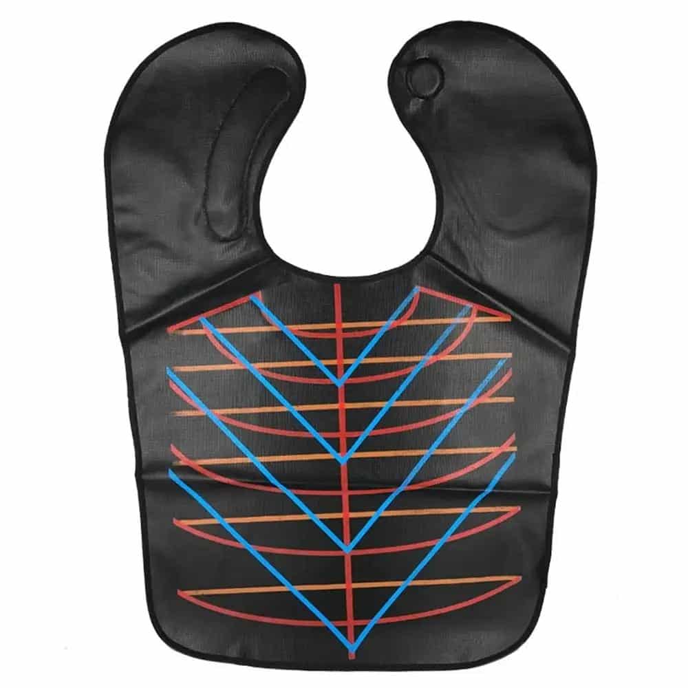 Capa de corte impermeable de motivo geométrico para salón - Negro con líneas multicolor