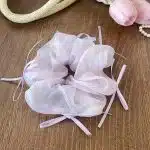 Chouchou coréen en tissu vaporeux orné de rubans décoratifs - Lilas