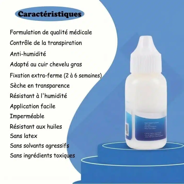 Colle pour perruque translucide sans latex pour tenue longue durée