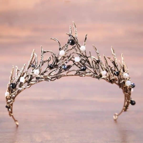 Couronne décorative en branches avec perles pour mariée