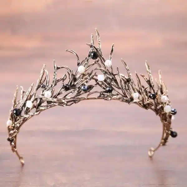Couronne décorative en branches avec perles pour mariée