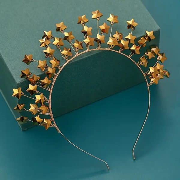 Couronne serre-tête avec étoiles tridimensionnelles dorées