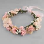 Couronne florale pour cheveux avec roses en soie et rubans en organza (2)