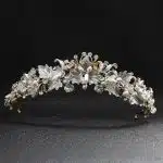 Diadème de mariage à fleurs avec perles nacrées et strass