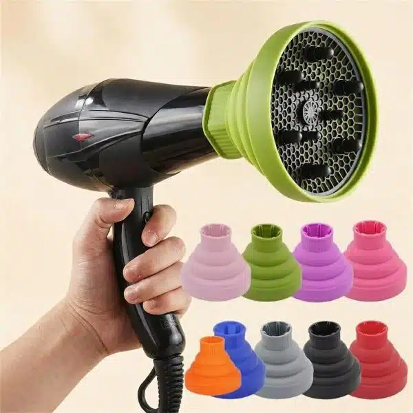 Diffuseur universel pliable en silicone pour sèche-cheveux avec grille en nid d'abeille