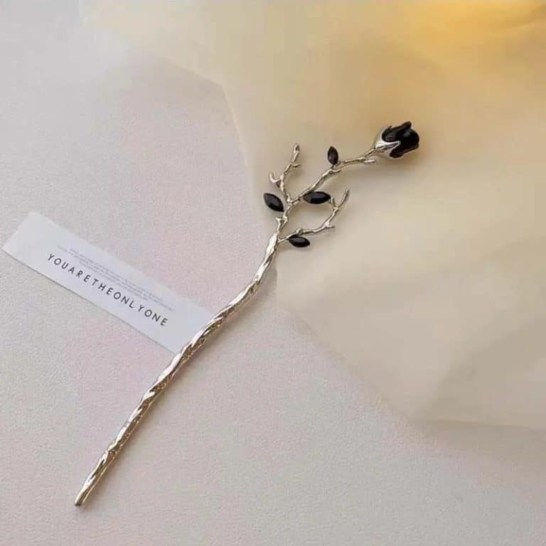 Epingle-a-Cheveux-Branche-de-Rose-avec-Feuilles-Emaillees-galerie-3489