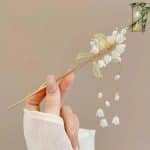 Epingle-a-Cheveux-Ornementale-avec-Fleur-et-Perles-Pendantes-galerie-9580