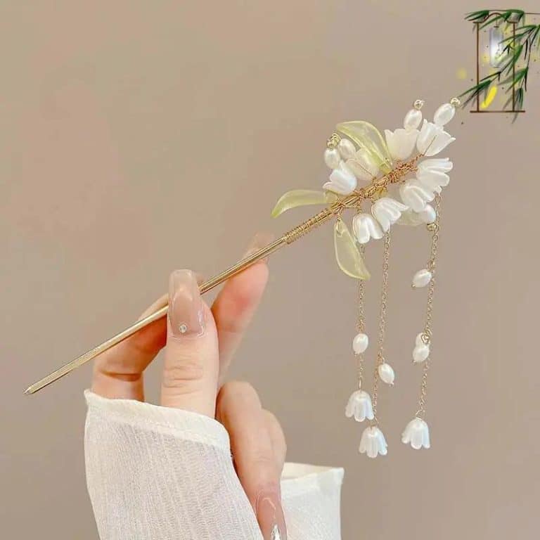 Epingle-a-Cheveux-Ornementale-avec-Fleur-et-Perles-Pendantes-galerie-9580