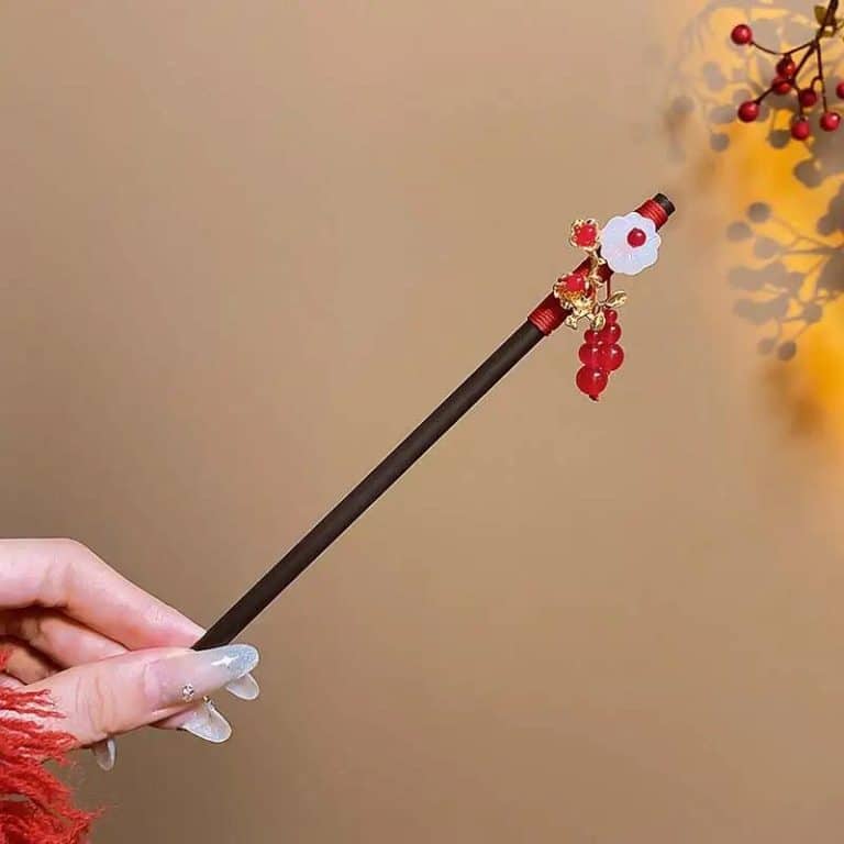 Epingle-a-Cheveux-Style-Asiatique-Ornee-de-Fleurs-et-Perles-Pendantes-galerie-6615