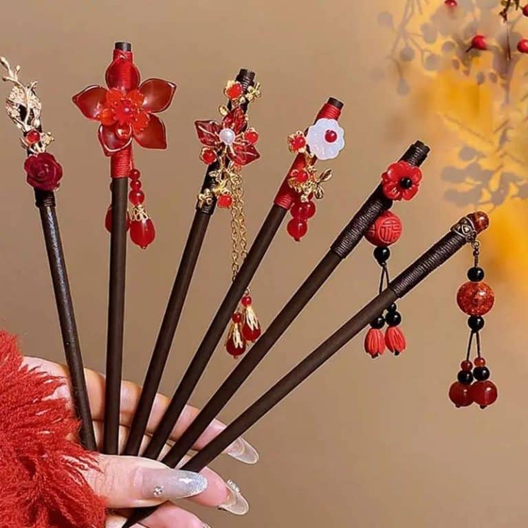 Epingle-a-Cheveux-Style-Asiatique-Ornee-de-Fleurs-et-Perles-Pendantes-galerie-8251