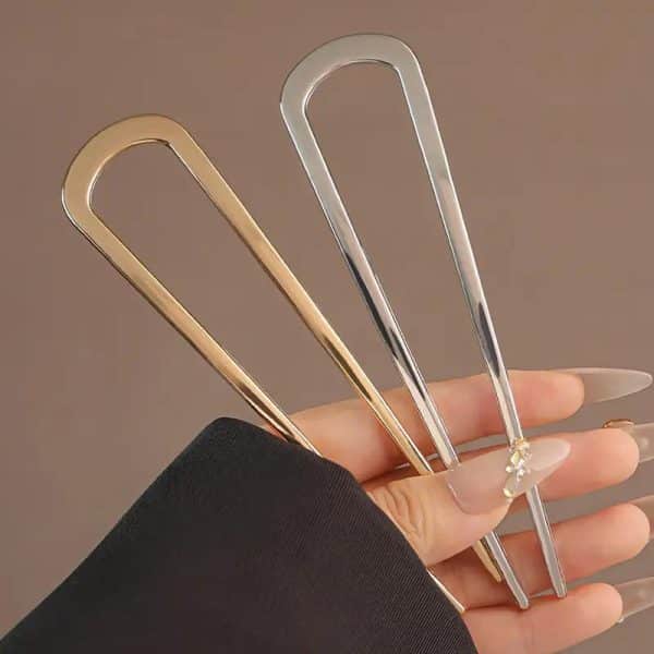Épingle à chignon minimaliste en U avec finition brillante