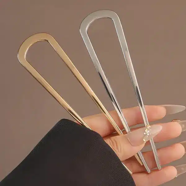 Épingle à chignon minimaliste en U avec finition brillante