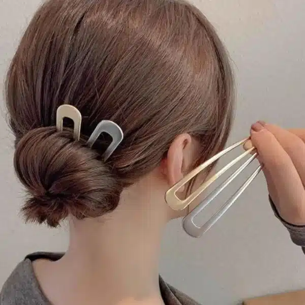 Accueil Epingle en u Minimaliste en Metal Brillant pour Chignons
