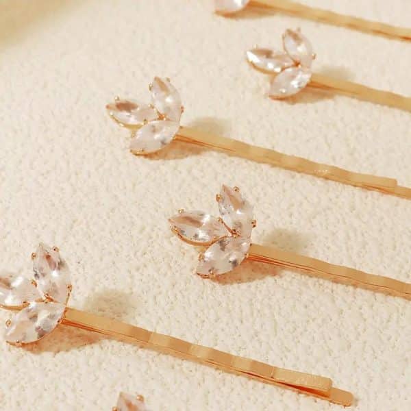 Épingles à cheveux ornées de cristaux en forme de feuilles pour chignon
