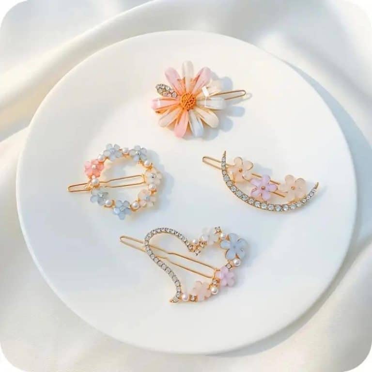 Epingles-a-Cheveux-a-Motifs-Floraux-Multicolores-et-Strass-Dores-galerie-3541