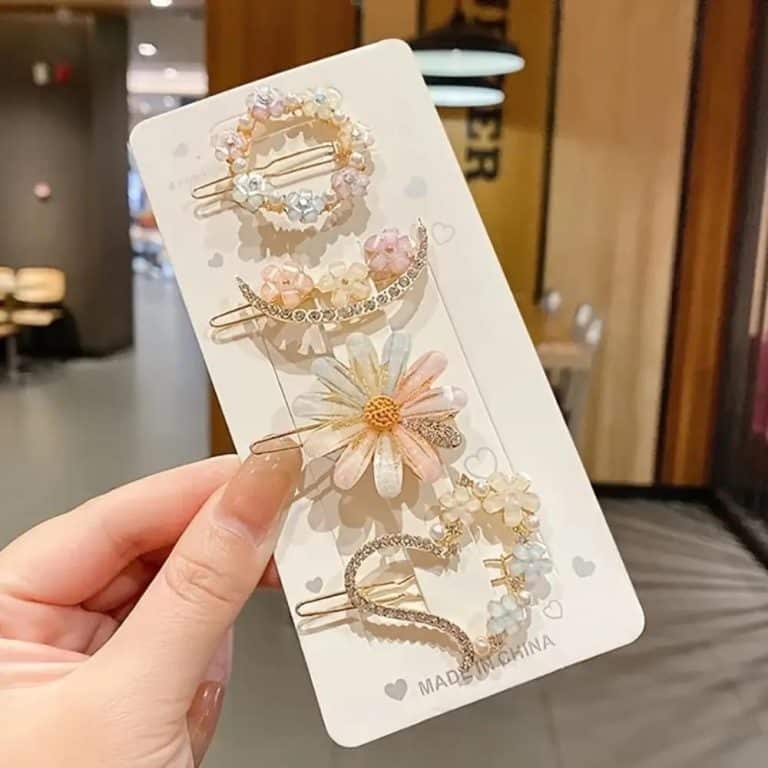 Epingles-a-Cheveux-a-Motifs-Floraux-Multicolores-et-Strass-Dores-galerie-4339
