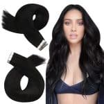 Extensions Adhésives Tape in Lisses Noires en Cheveux Humains Remy -- 12589