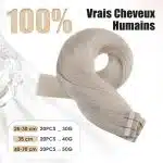 Extensions a Bande Adhesive Blond Platine Ondule Leger en Cheveux Humains